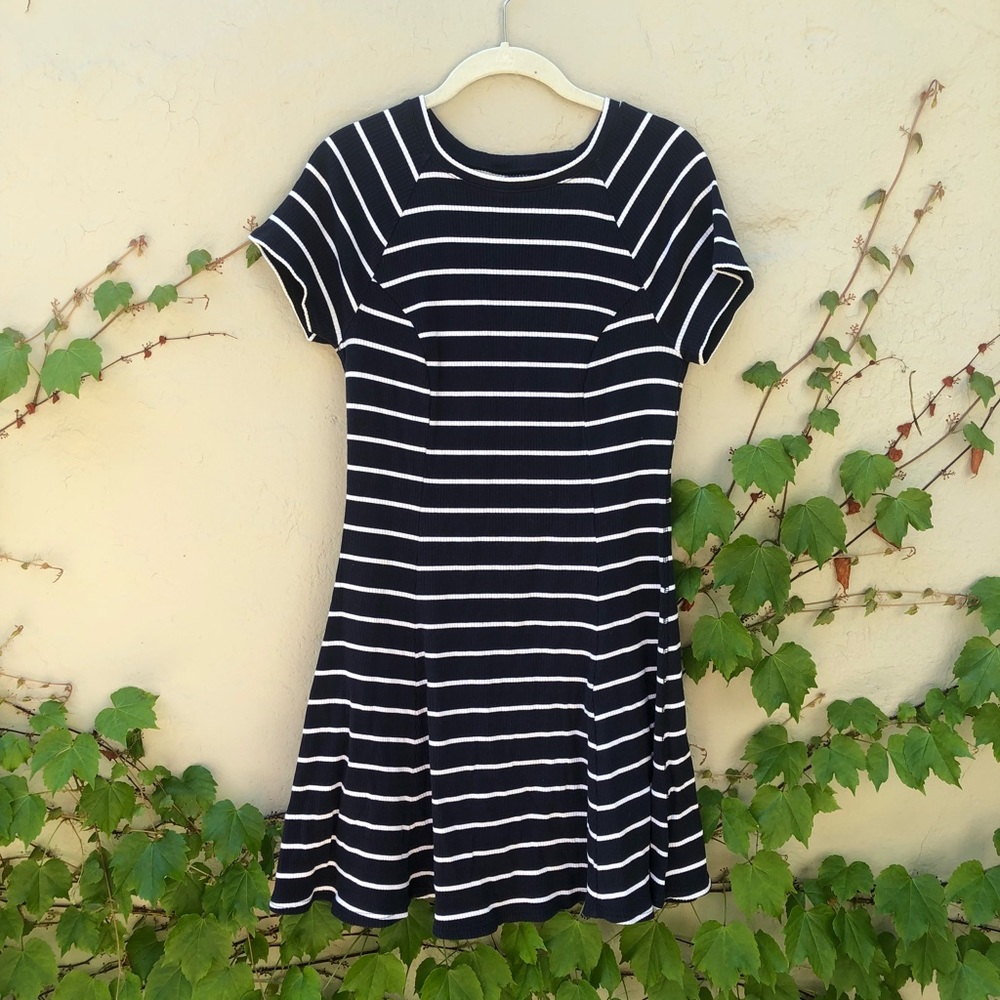 BDG Navy and White Striped Skater Dress